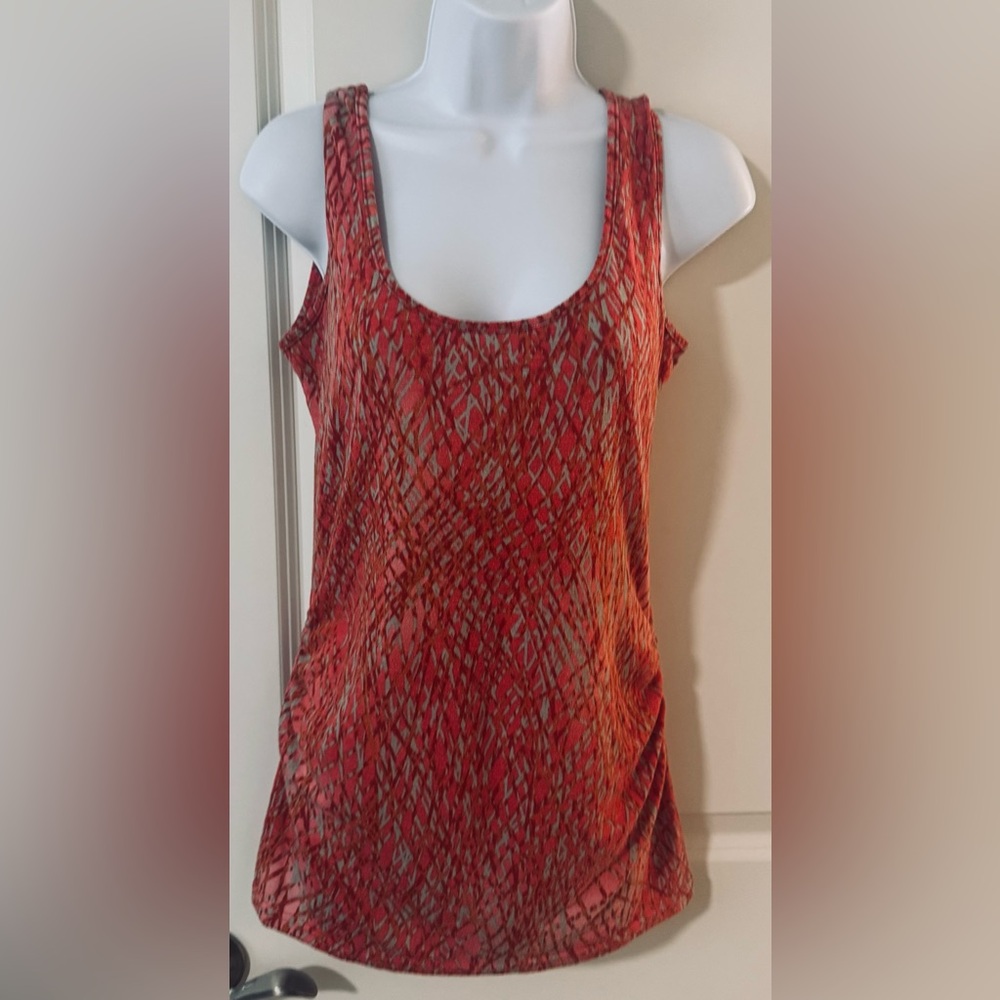 Ripe Maternity Red and Gray Patterned Tank Top
